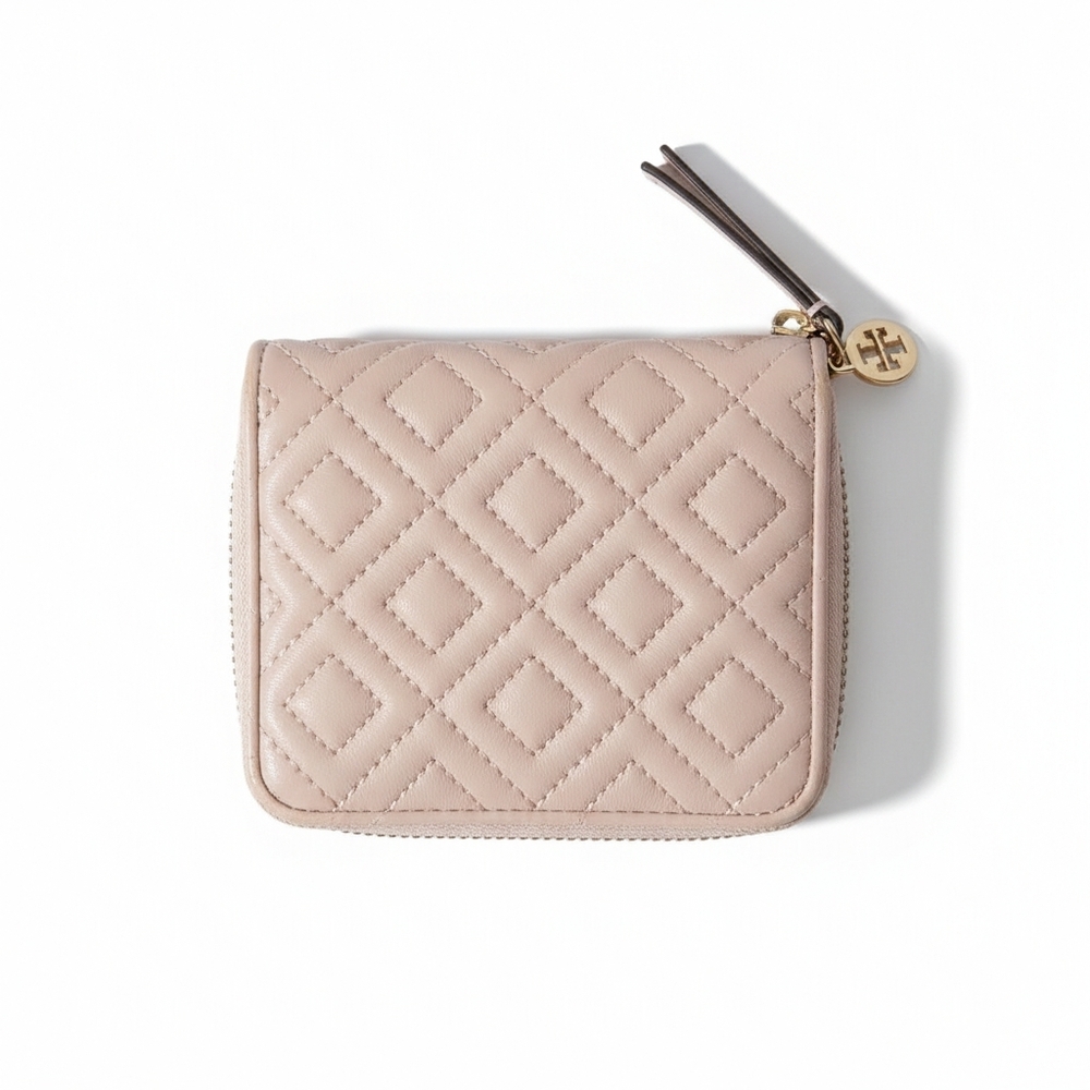 Tory Burch Quilted Zip Wallet in Blush